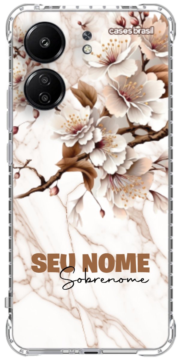 Capinha para Celular Mármore Sépia Floral