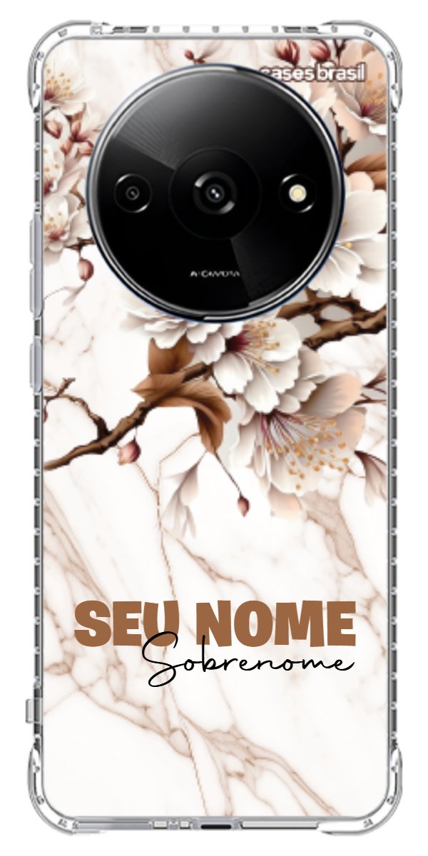 Capinha para Celular Mármore Sépia Floral
