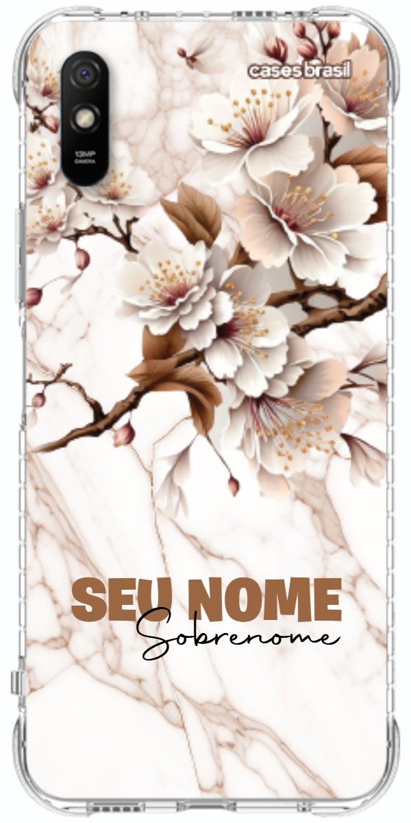 Capinha para Celular Mármore Sépia Floral