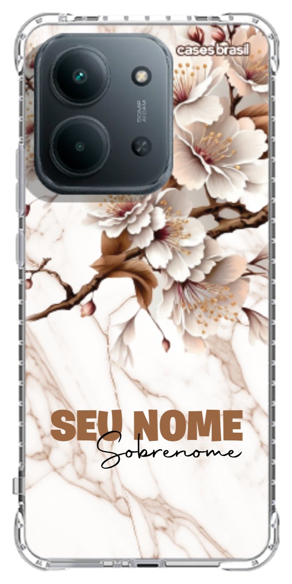 Capinha para Celular Mármore Sépia Floral