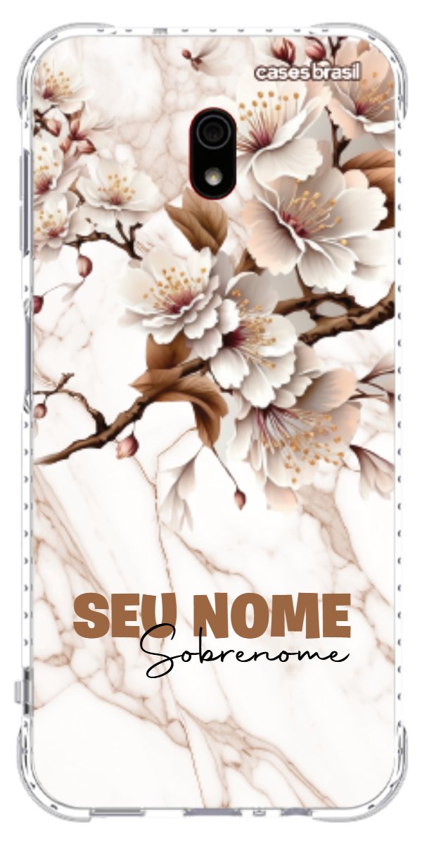 Capinha para Celular Mármore Sépia Floral