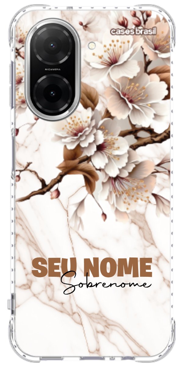 Capinha para Celular Mármore Sépia Floral