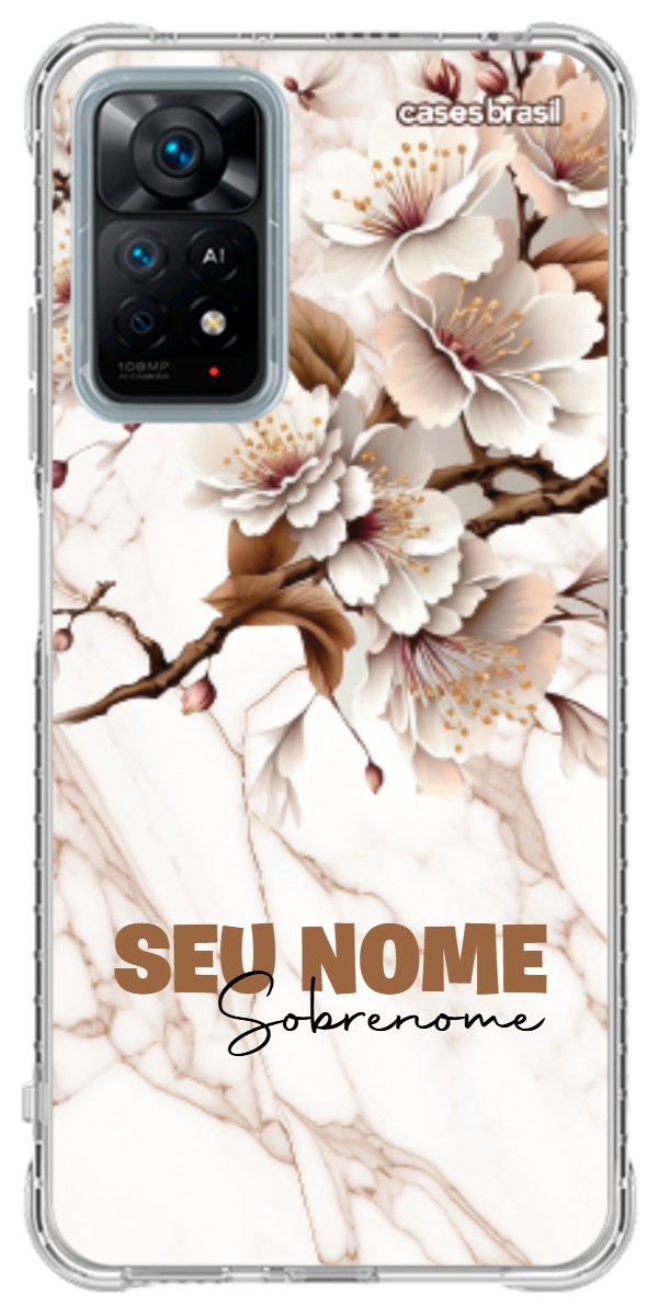 Capinha para Celular Mármore Sépia Floral