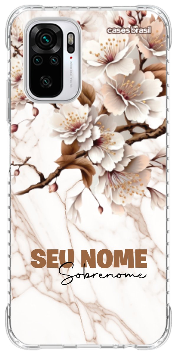 Capinha para Celular Mármore Sépia Floral