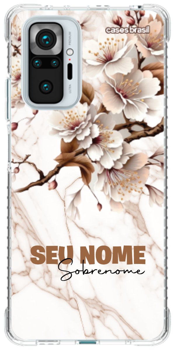 Capinha para Celular Mármore Sépia Floral