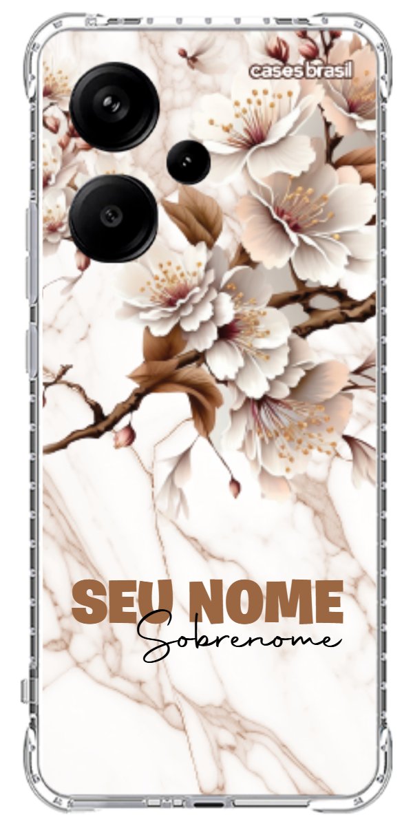Capinha para Celular Mármore Sépia Floral