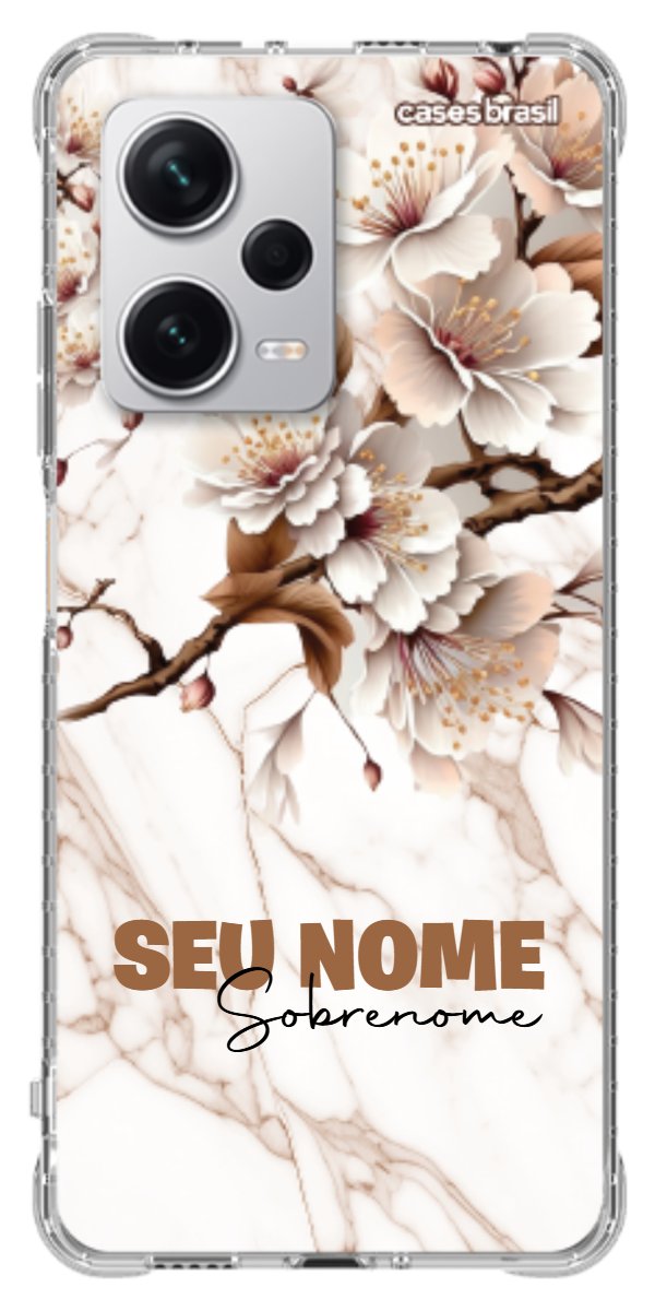 Capinha para Celular Mármore Sépia Floral