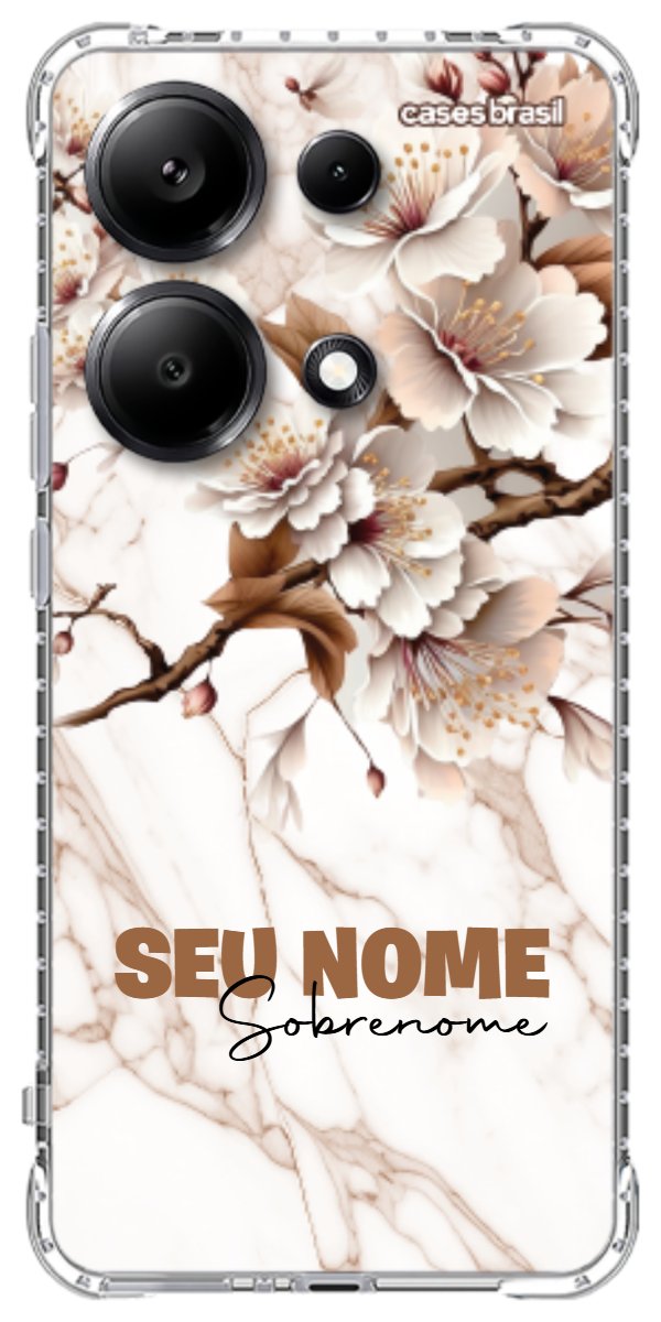 Capinha para Celular Mármore Sépia Floral
