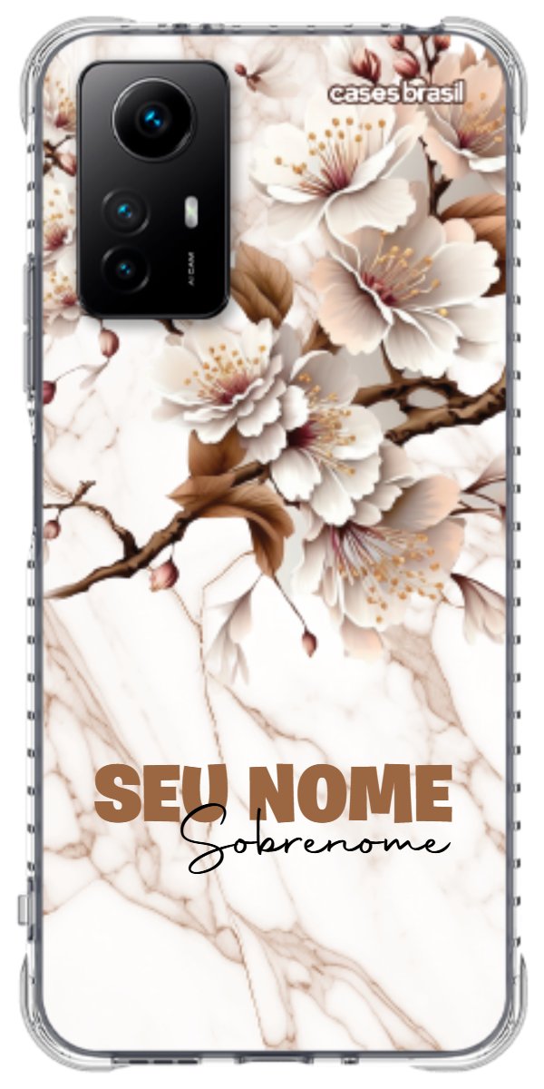 Capinha para Celular Mármore Sépia Floral