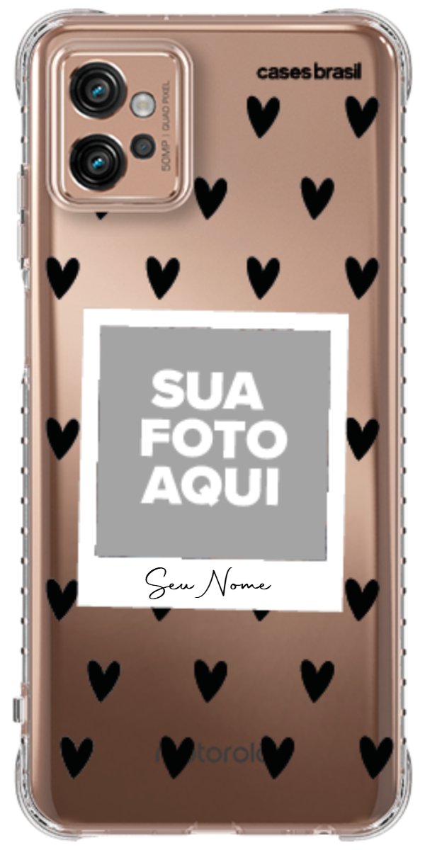 Capinha para Celular Polaroid Corações Black