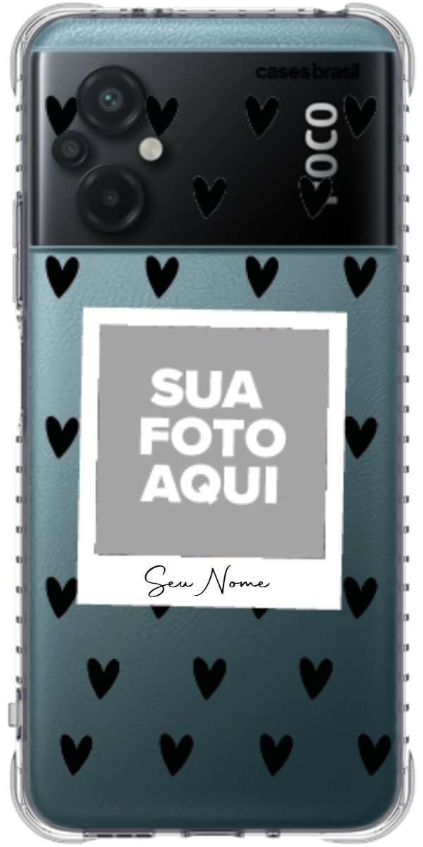 Capinha para Celular Polaroid Corações Black