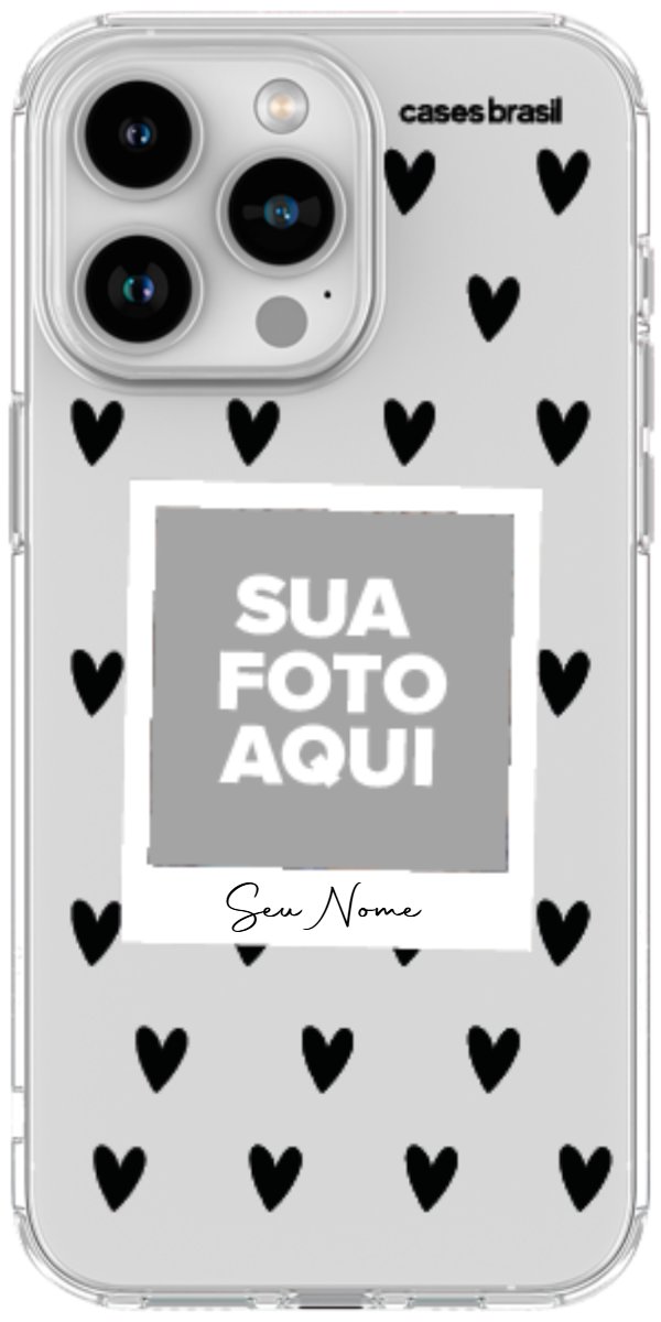 Capinha para Celular Polaroid Corações Black