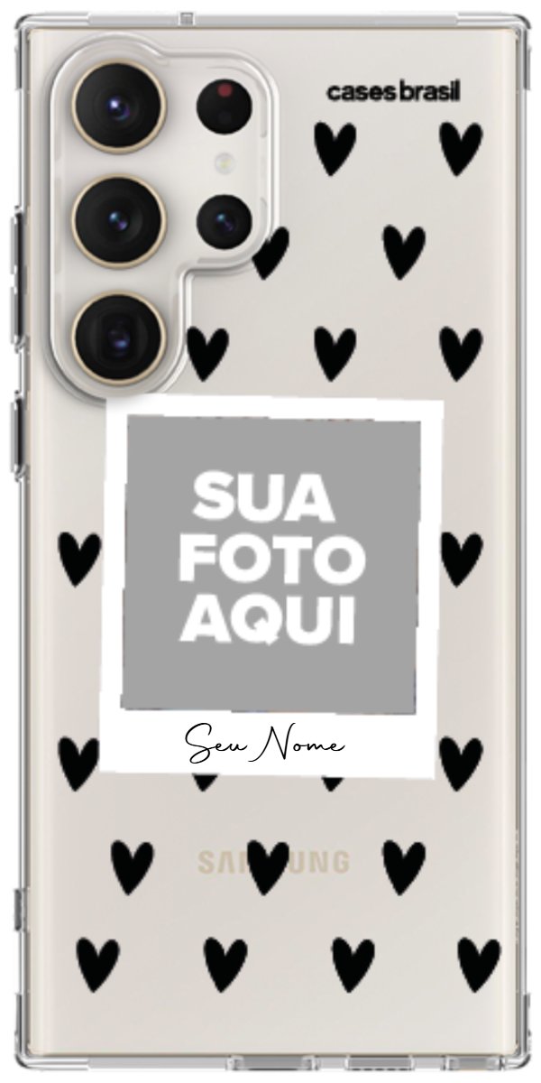 Capinha para Celular Polaroid Corações Black