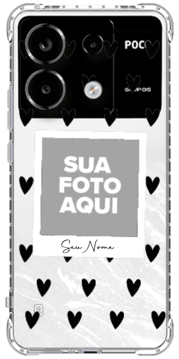 Capinha para Celular Polaroid Corações Black