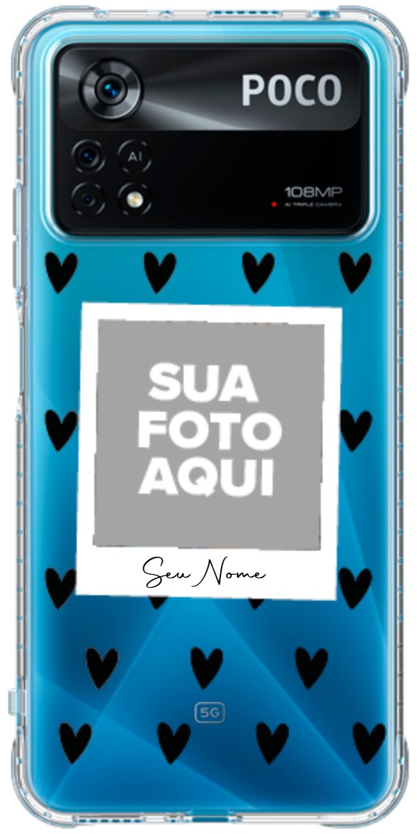 Capinha para Celular Polaroid Corações Black