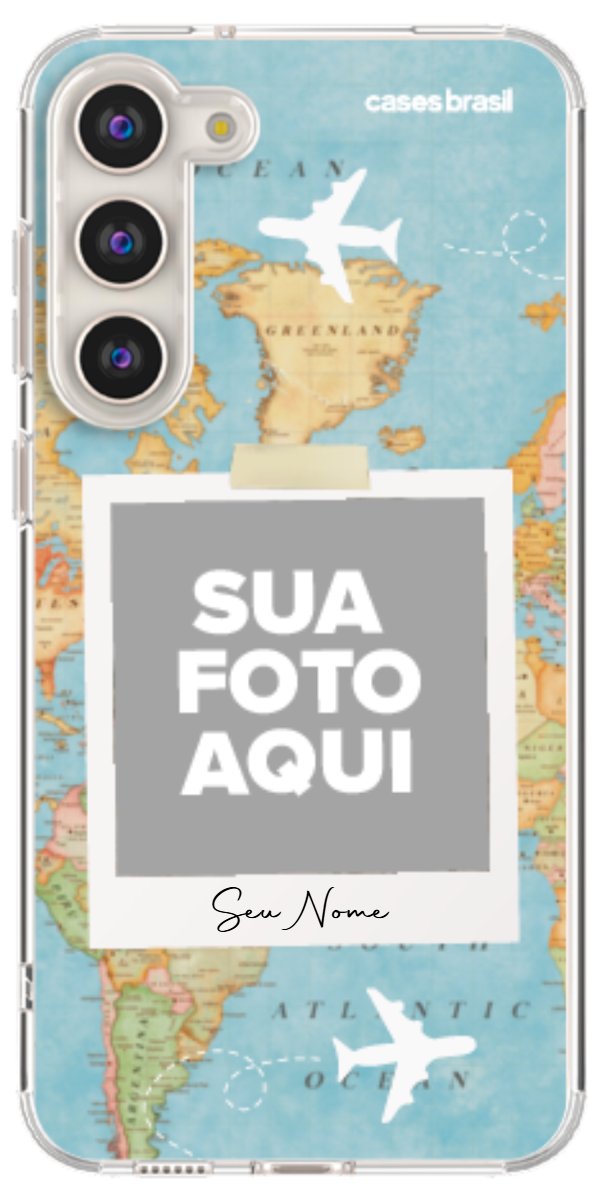 Capinha para Celular Polaroid Mapa Mundi