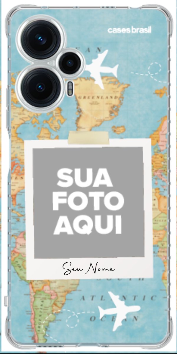 Capinha para Celular Polaroid Mapa Mundi