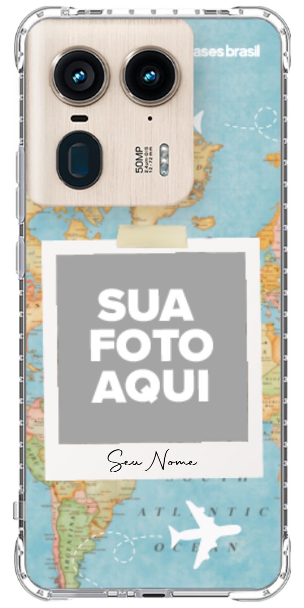 Capinha para Celular Polaroid Mapa Mundi