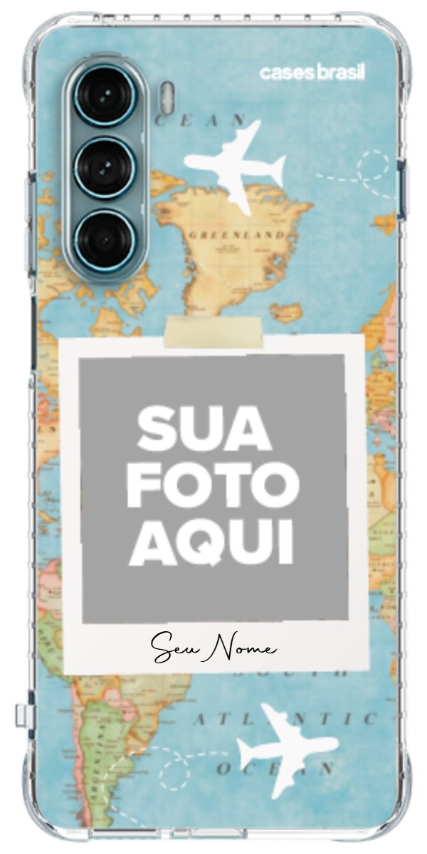 Capinha para Celular Polaroid Mapa Mundi