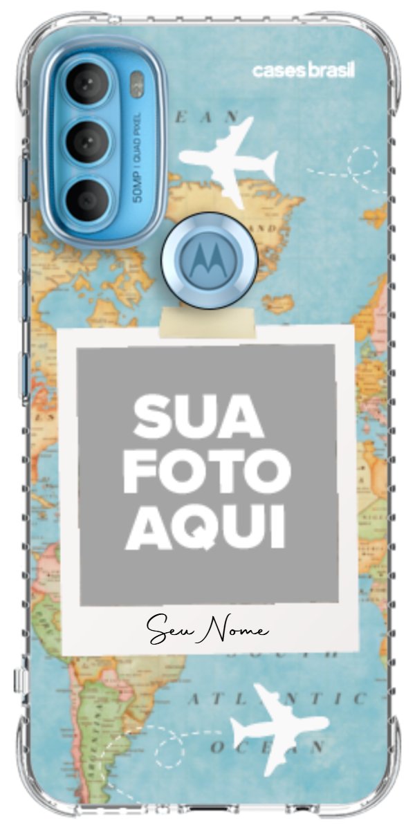 Capinha para Celular Polaroid Mapa Mundi