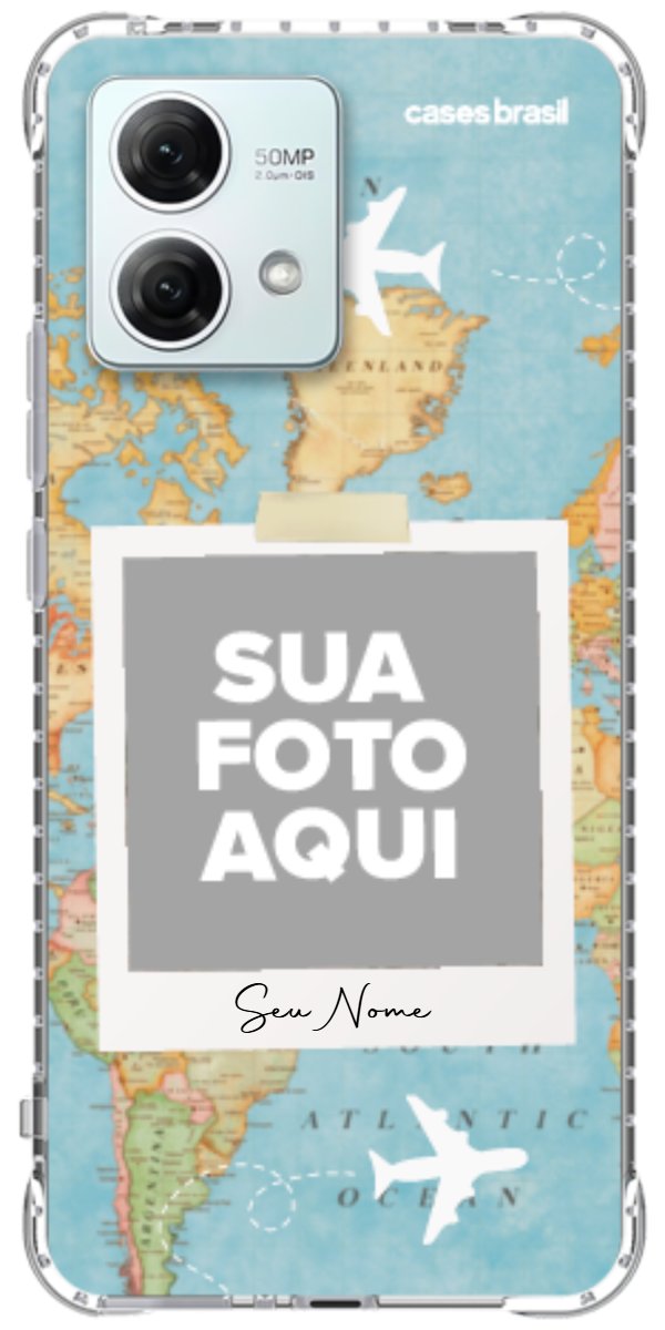 Capinha para Celular Polaroid Mapa Mundi