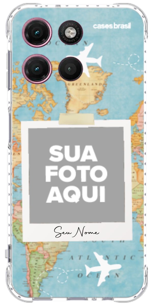 Capinha para Celular Polaroid Mapa Mundi