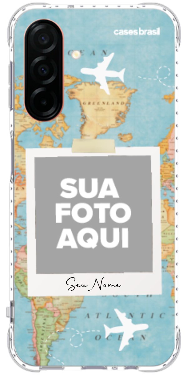 Capinha para Celular Polaroid Mapa Mundi