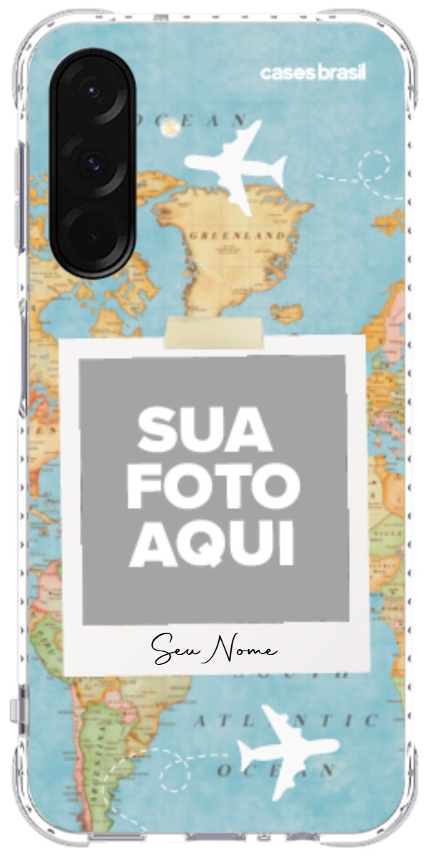 Capinha para Celular Polaroid Mapa Mundi