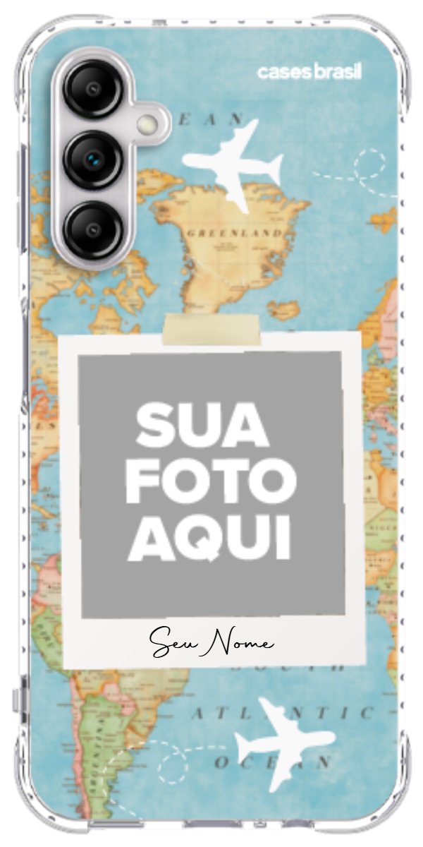 Capinha para Celular Polaroid Mapa Mundi