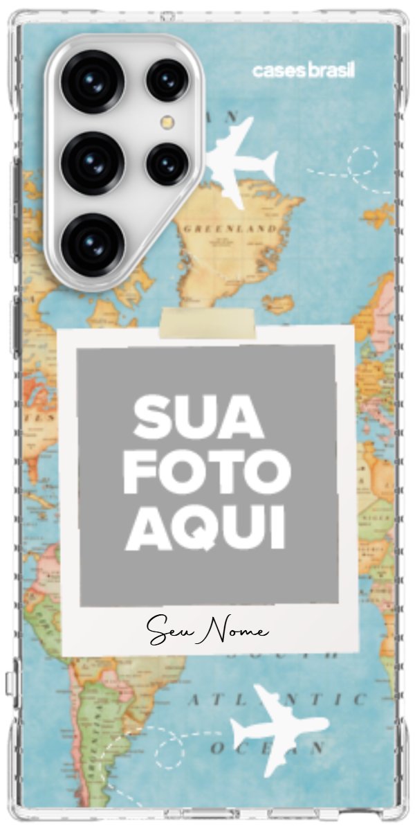 Capinha para Celular Polaroid Mapa Mundi
