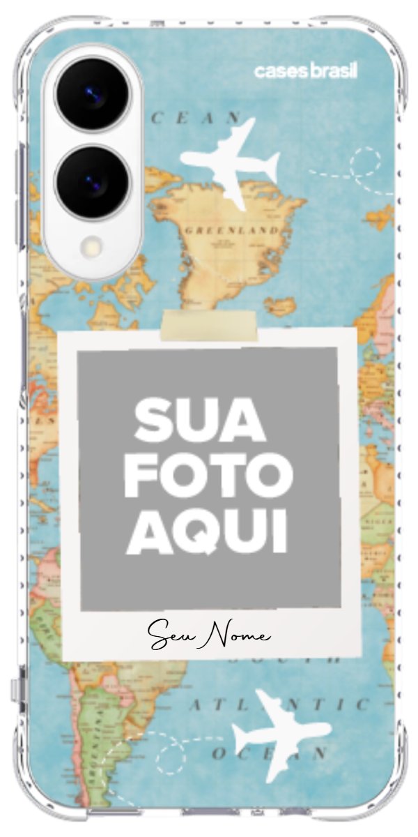 Capinha para Celular Polaroid Mapa Mundi