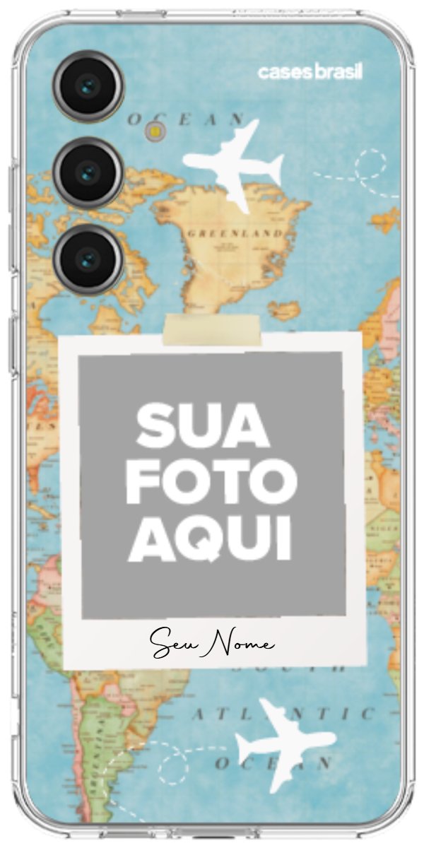 Capinha para Celular Polaroid Mapa Mundi