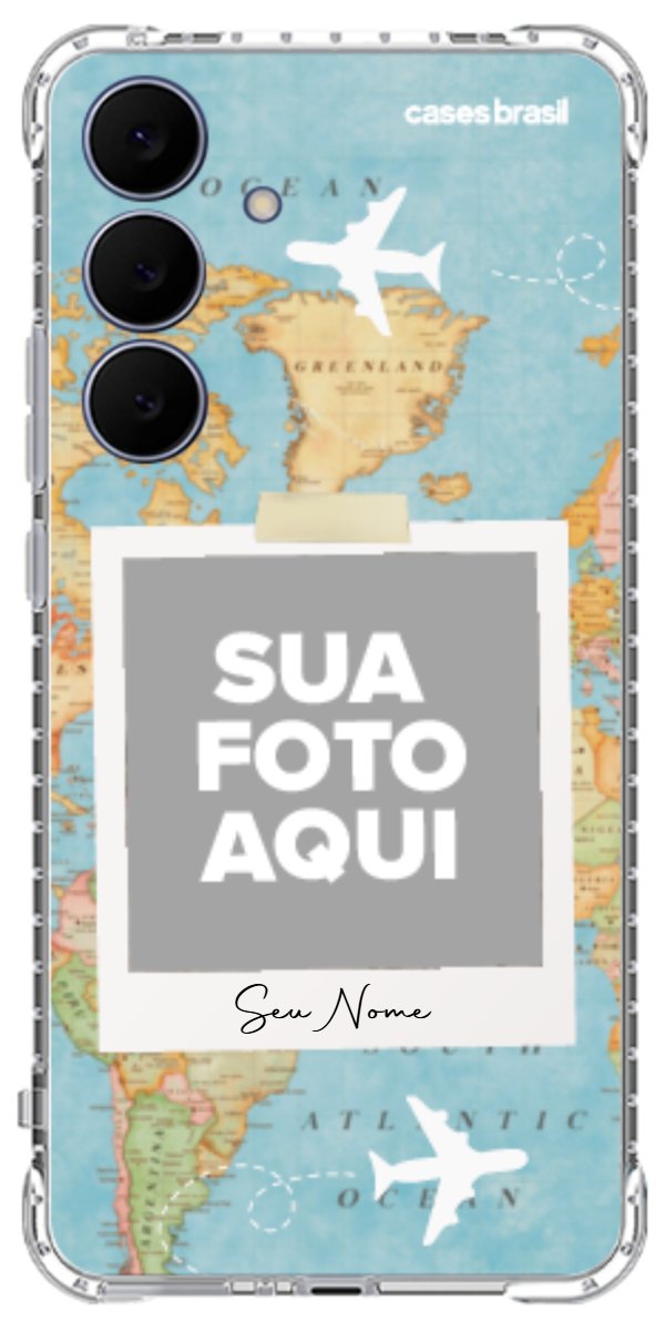 Capinha para Celular Polaroid Mapa Mundi