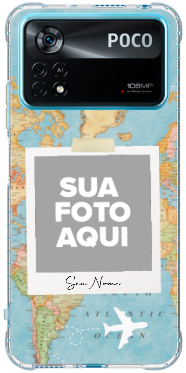 Capinha para Celular Polaroid Mapa Mundi