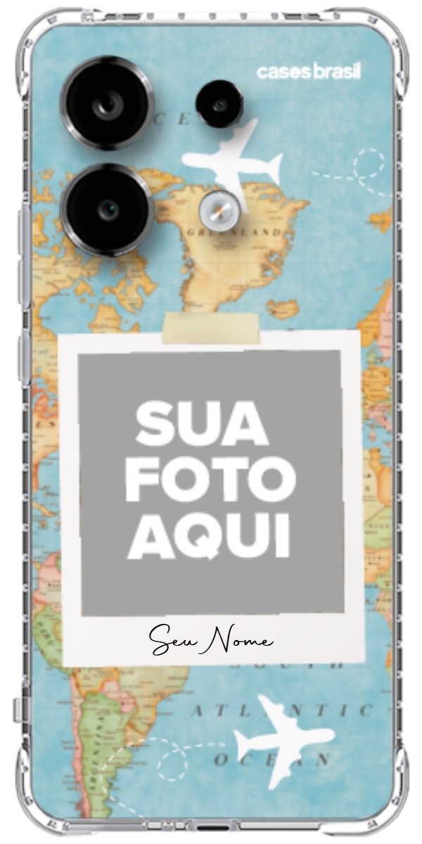 Capinha para Celular Polaroid Mapa Mundi