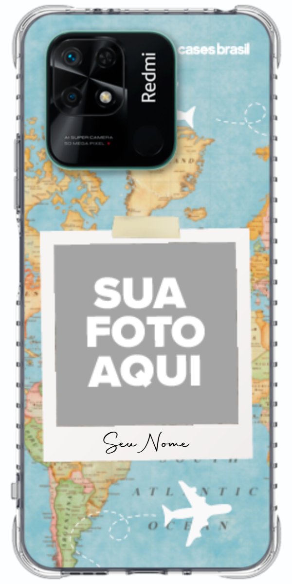 Capinha para Celular Polaroid Mapa Mundi