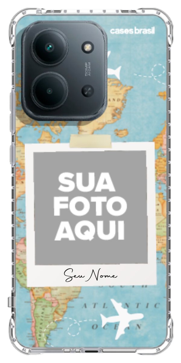 Capinha para Celular Polaroid Mapa Mundi