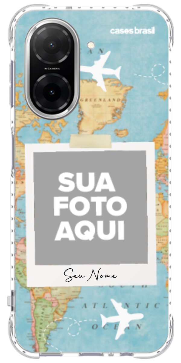 Capinha para Celular Polaroid Mapa Mundi