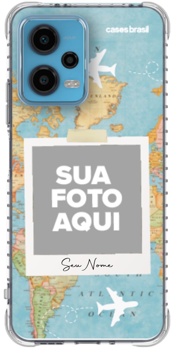 Capinha para Celular Polaroid Mapa Mundi