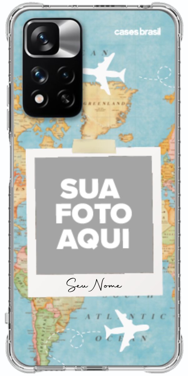 Capinha para Celular Polaroid Mapa Mundi
