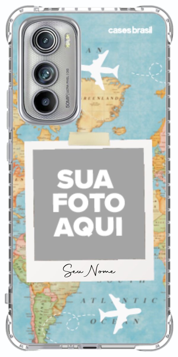 Capinha para Celular Polaroid Mapa Mundi