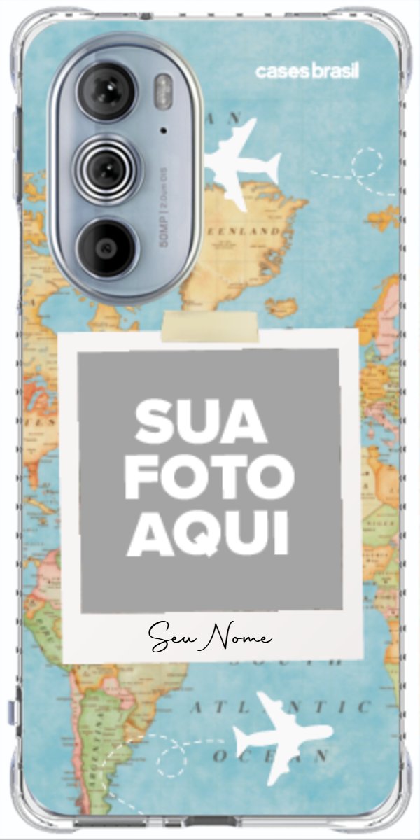Capinha para Celular Polaroid Mapa Mundi