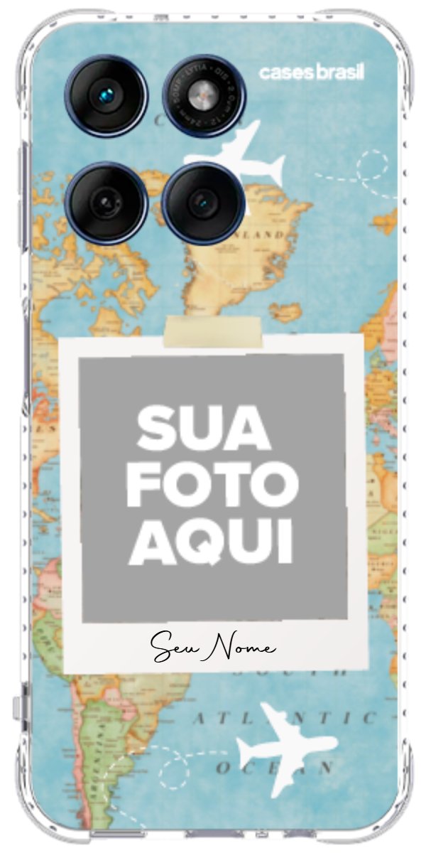 Capinha para Celular Polaroid Mapa Mundi