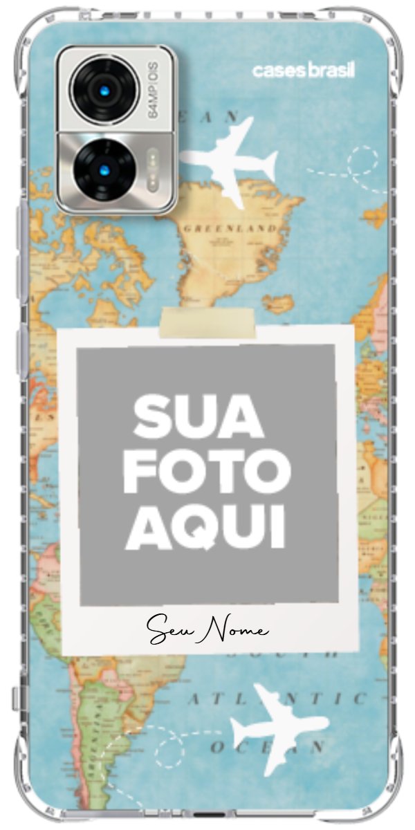 Capinha para Celular Polaroid Mapa Mundi