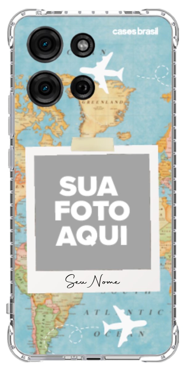 Capinha para Celular Polaroid Mapa Mundi