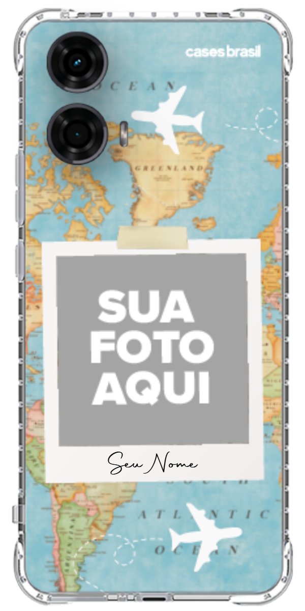 Capinha para Celular Polaroid Mapa Mundi