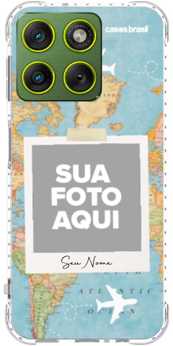 Capinha para Celular Polaroid Mapa Mundi