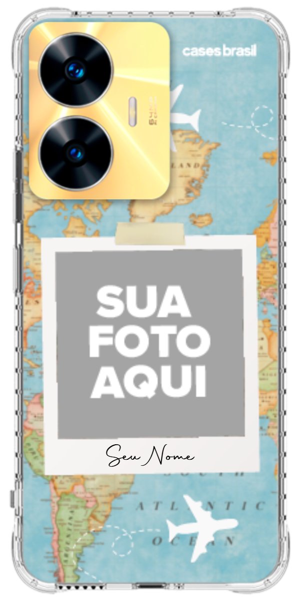 Capinha para Celular Polaroid Mapa Mundi