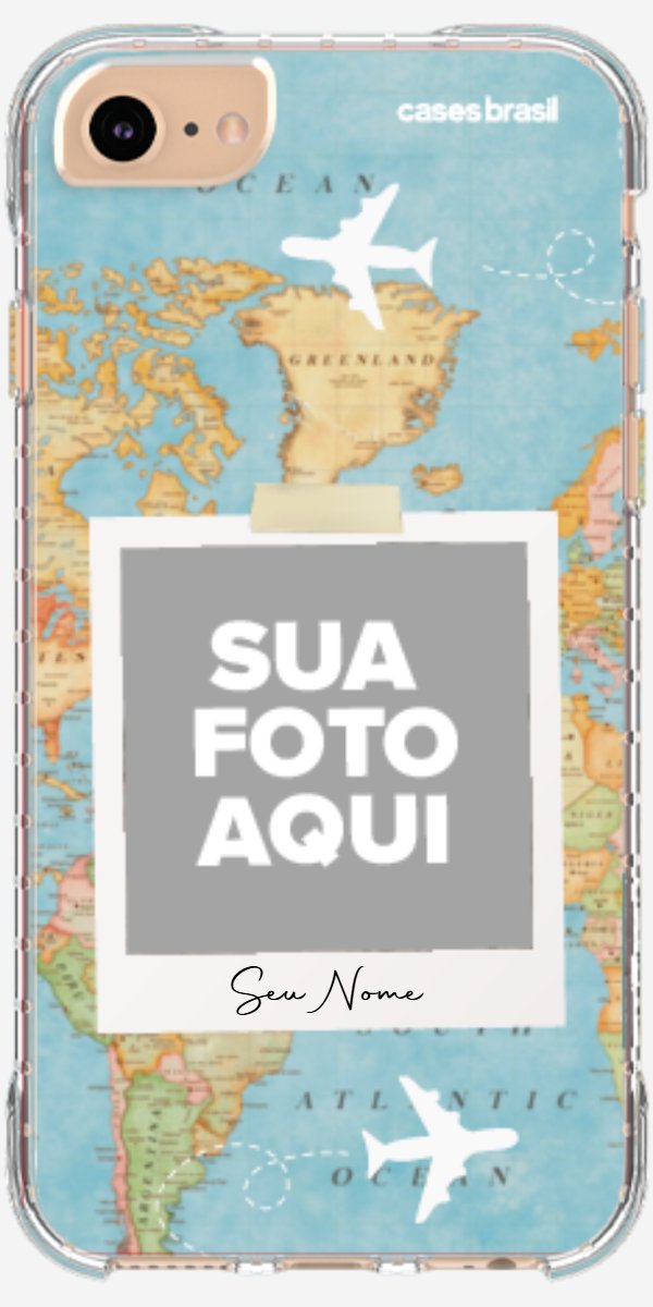 Capinha para Celular Polaroid Mapa Mundi
