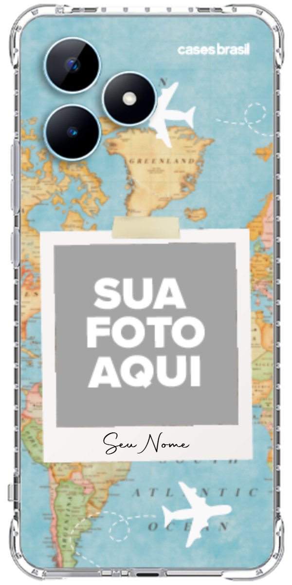 Capinha para Celular Polaroid Mapa Mundi
